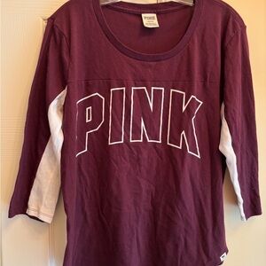 PINK Victoria's Secret Long Sleeve Tee Pink and White